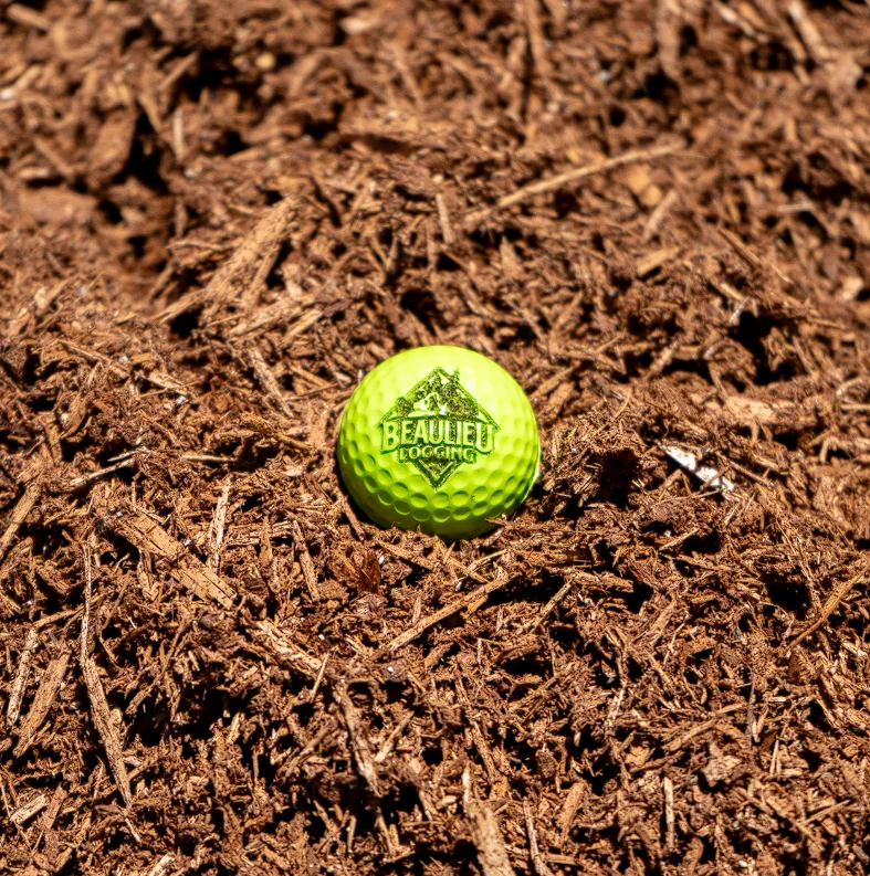 Hemlock mulch at Beaulieu Logging yard, Lyman Maine